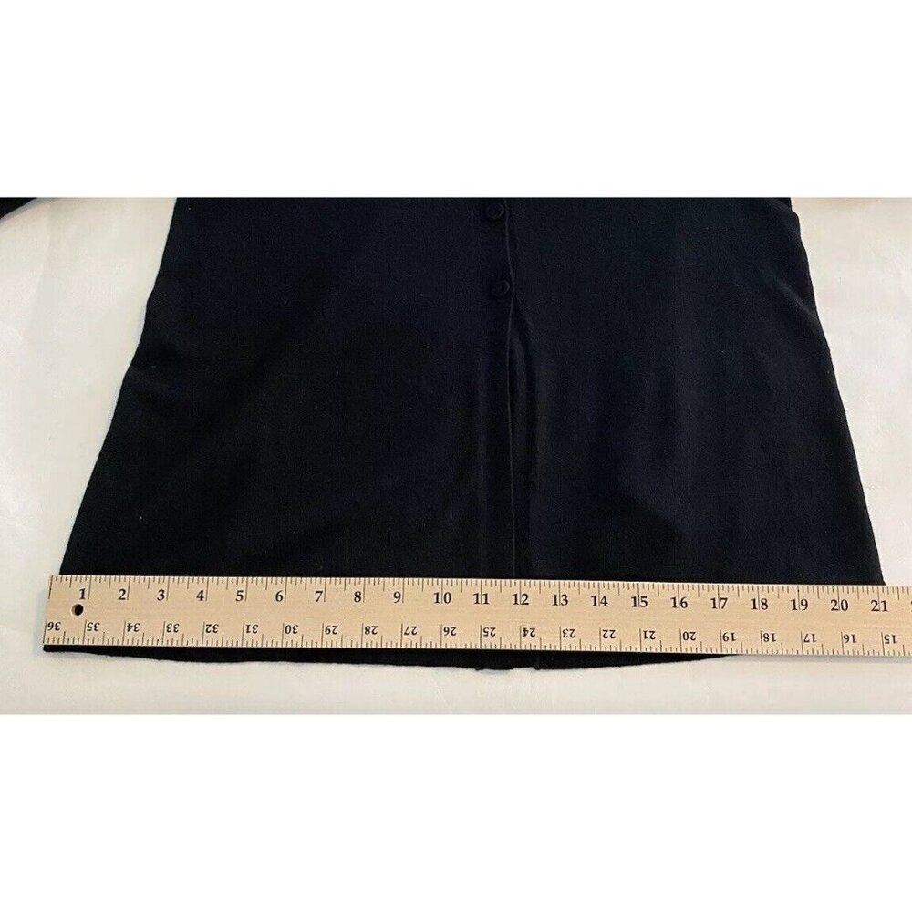 J Jill Wool Blend 3 Button Cardigan Sweater Sz M Black Knit Quiet Luxury V Neck - Picture 5 of 11